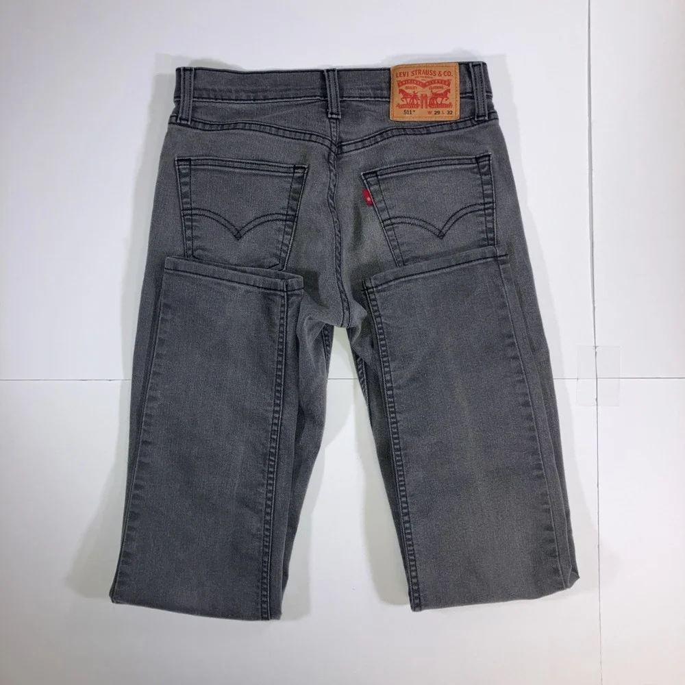 Levi's 511 Slim Fit Jeans Mens 29x32 Gray Stretch Denim WaterLess